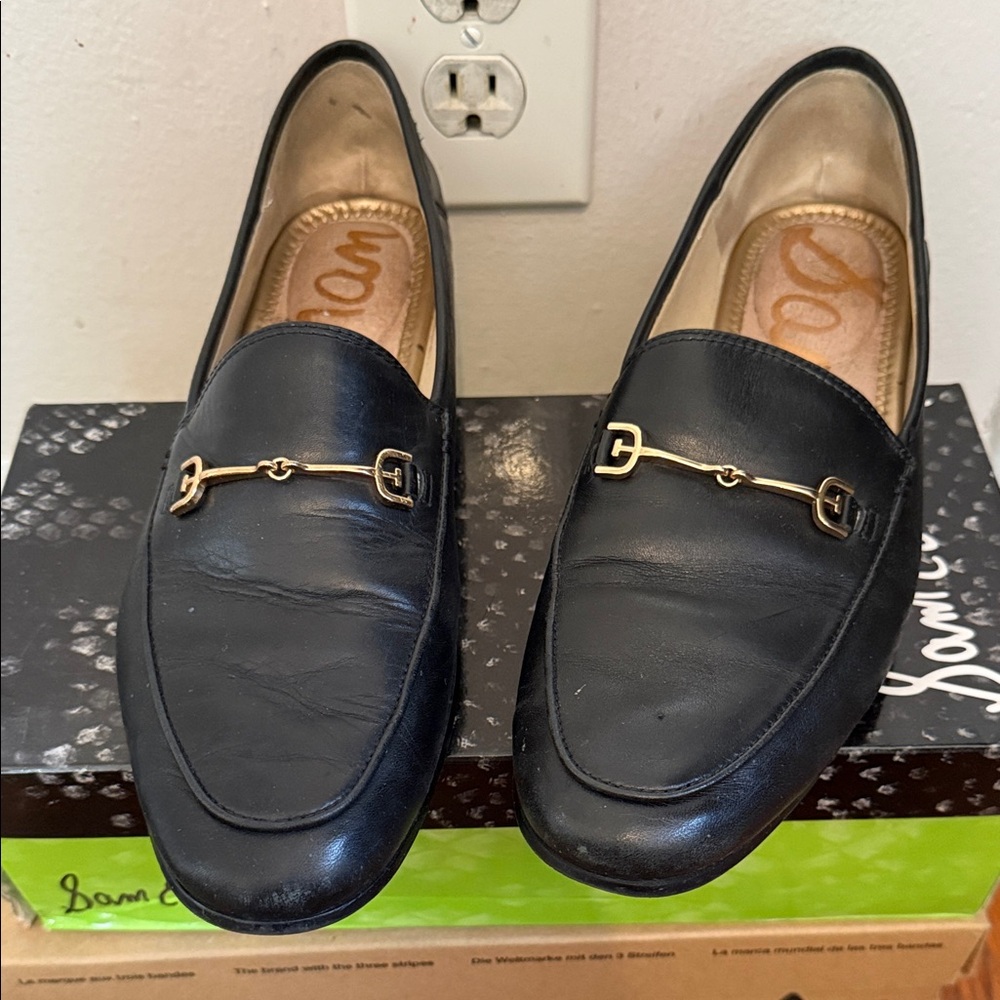 Sam Edelman Black Loafers with Gold Accent women size 9